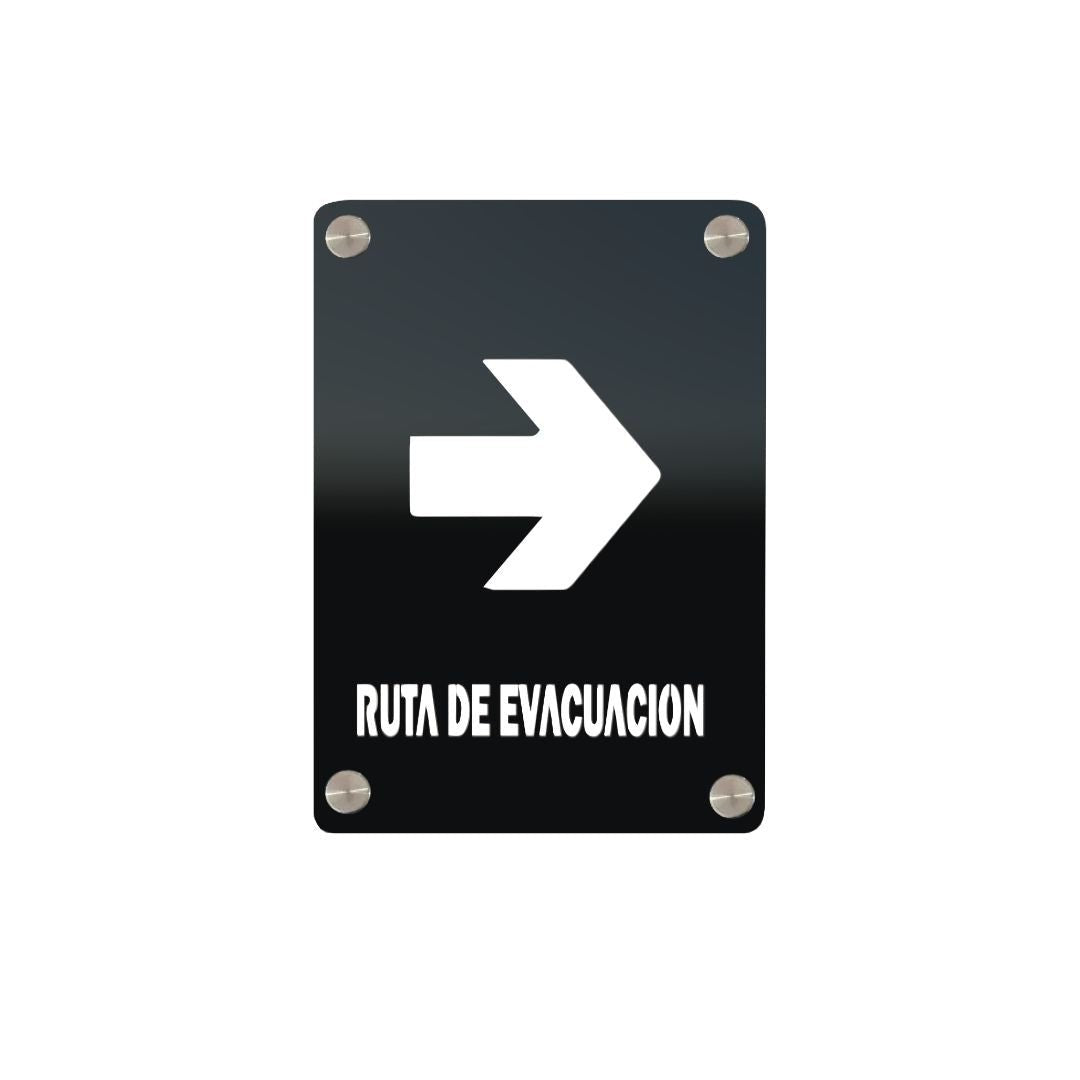 Señalética de Aluminio Mod. Ruta de evacuación flecha