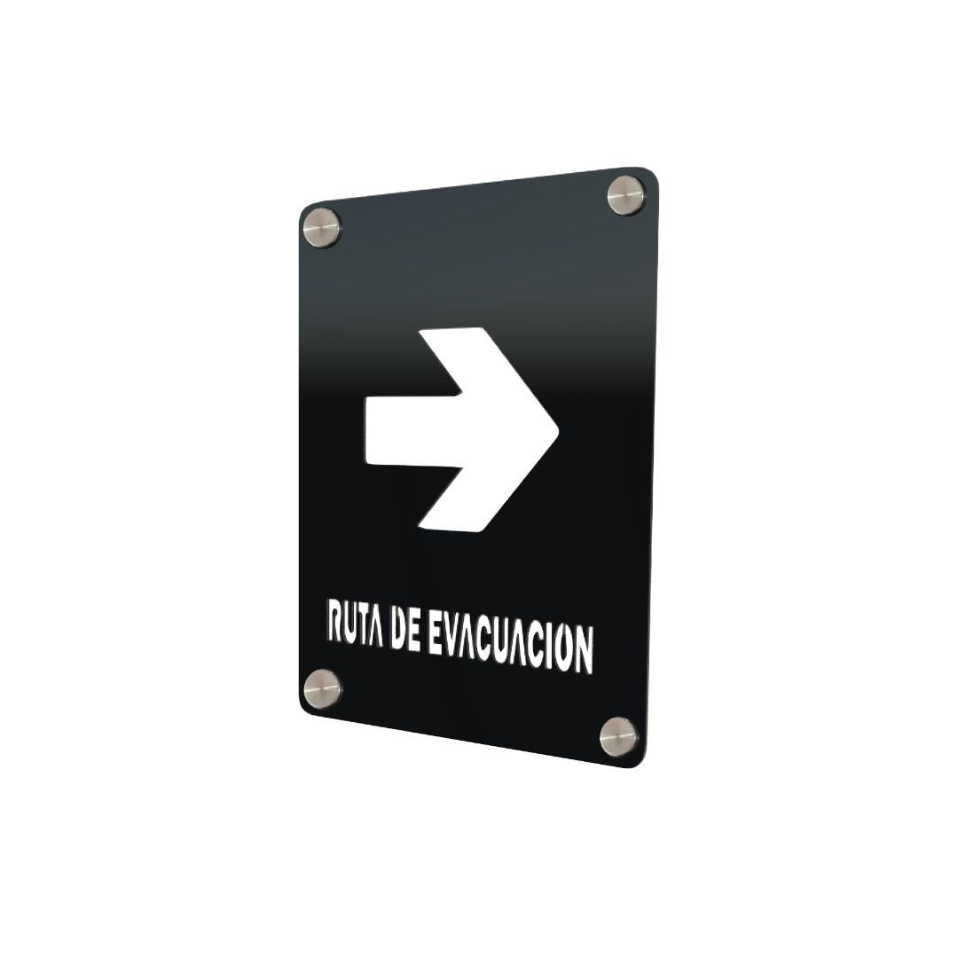 Señalética de Aluminio Mod. Ruta de evacuación flecha